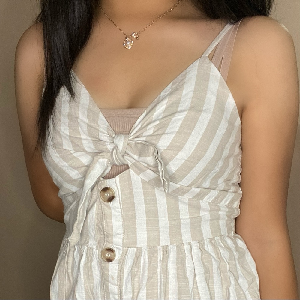 White & Tan Maxi Dress